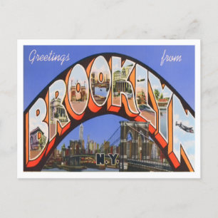 Brooklyn, New York Vintage Big Letters Carte posta