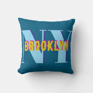 BROOKLYN NY blue grey bklyn stylish  Throw Pillow
