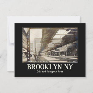 Brooklyn NY, Park Slope, 5th Ave, Vintage Inspired Postcard