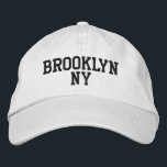 BROOKLYN NY Simple Black on White Embroidered Hat<br><div class="desc">Minimalist BROOKLYN NY Black embroidered on White cotton hat. Black embroidery is customizable to other colour choices by selecting the "Edit Design" tool button. Also available is the option to select choice of hat colour on the main item page.</div>