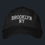 BROOKLYN NY Simple White on Black Embroidered Hat<br><div class="desc">Minimalist BROOKLYN NY White embroidered on Black cotton hat. White embroidery is customizable to other colour choices by selecting the "Edit Design" tool button. Also available is the option to select choice of hat colour on the main item page.</div>