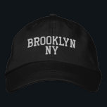 BROOKLYN NY Simple White on Black Embroidered Hat<br><div class="desc">Minimalist BROOKLYN NY White embroidered on Black cotton hat. White embroidery is customizable to other colour choices by selecting the "Edit Design" tool button. Also available is the option to select choice of hat colour on the main item page.</div>