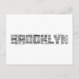 Brooklyn NY Typography Design Postcard