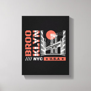 Brooklyn NYC Bridge Graphic   Urban New York Canvas Print