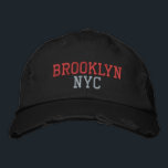 BROOKLYN NYC Pink and Black Vintage Style Embroidered Hat<br><div class="desc">BROOKLYN NYC Pink embroidery on Black distressed vintage style cotton hat. Embroidery is customizable to other colour choices by selecting the "Edit Design" tool button. Also available is the option to select choice of hat colour on the main item page.</div>