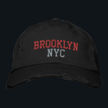 BROOKLYN NYC Pink and Black Vintage Style Embroidered Hat<br><div class="desc">BROOKLYN NYC Pink embroidery on Black distressed vintage style cotton hat. Embroidery is customizable to other colour choices by selecting the "Edit Design" tool button. Also available is the option to select choice of hat colour on the main item page.</div>