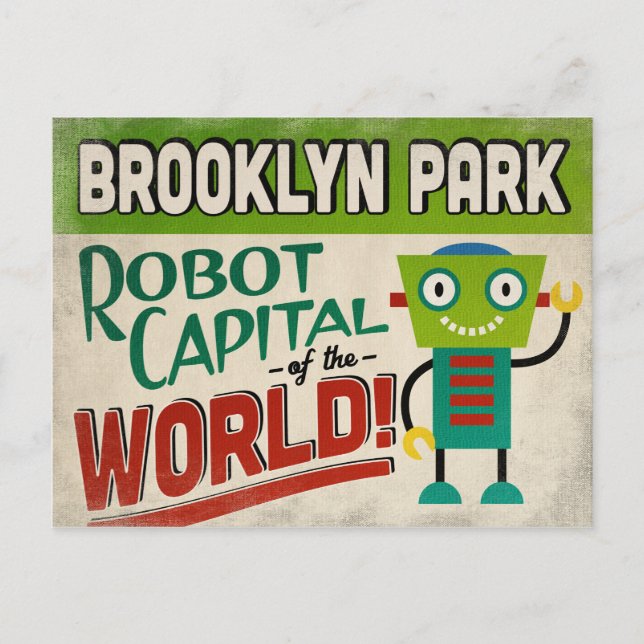 Brooklyn Park Minnesota Robot - Funny Vintage Postcard (Front)