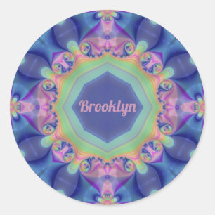 BROOKLYN ~ Pastel Abstract Kaleidoscope Pattern ~ Classic Round Sticker