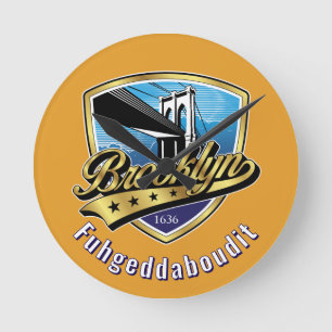  Brooklyn Shield and Swoosh Design Round Clock