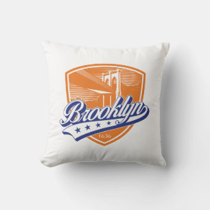 Brooklyn Shield with Swoosh Design Throw Pillow