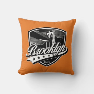 Brooklyn Shield with Swoosh Design Throw Pillow