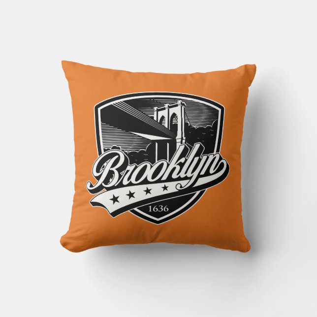 Brooklyn Shield with Swoosh Design Throw Pillow (Front)