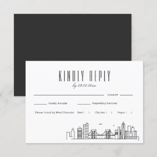 Brooklyn Skyline Wedding RSVP with Meal Choice Card