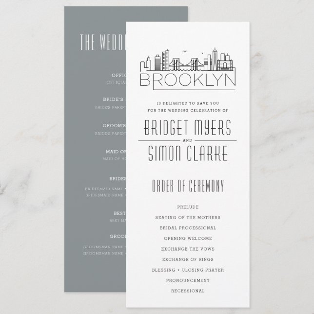 Brooklyn Stylisé Skyline | Programme de mariage (Devant / Derrière)
