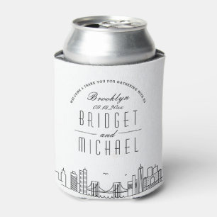 Brooklyn Stylized Skyline Wedding Can Cooler