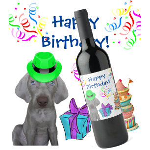 Brooklyn the Weimaraner Dog's Birthday Wine Label
