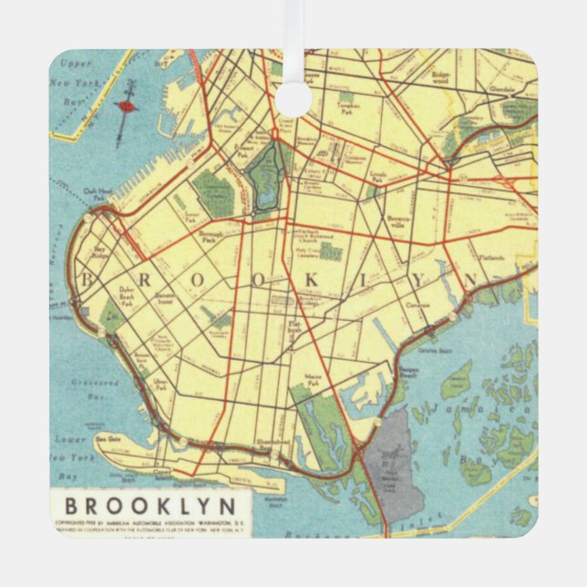Brooklyn Vintage Map Metal Ornament (Front)