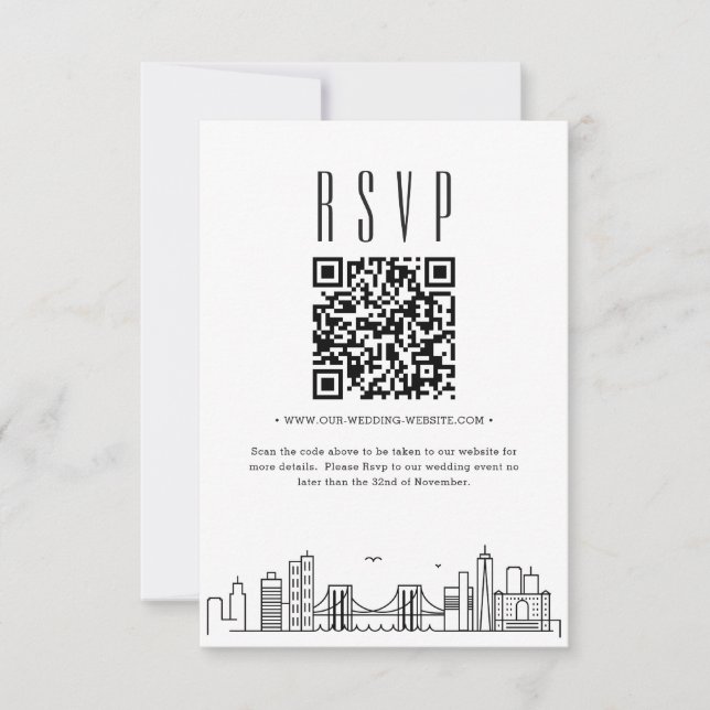 Brooklyn Wedding QR code RSVP Invitation (Front)