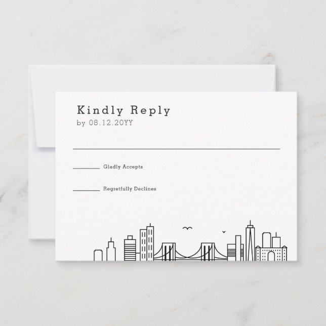 Brooklyn Wedding | Stylized Skyline RSVP Card (Front)