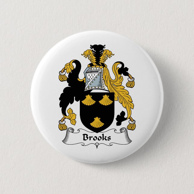 Brooks Family Crest 2 Inch Round Button (Front)