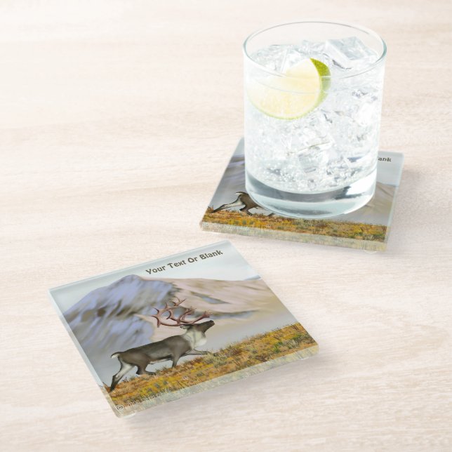 Brooks Range Caribou Glass Coaster (Angled)