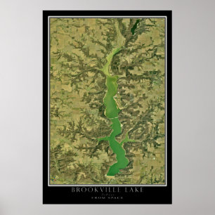Brookville Lake Indiana Satellite Image Poster