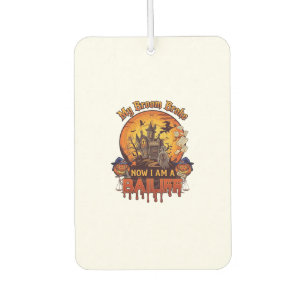 Broom Broke Bailiff Halloween Ghost Court Pumpkins Air Freshener