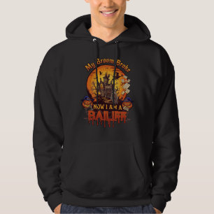 Broom Broke Bailiff Halloween Ghost Court Pumpkins Hoodie