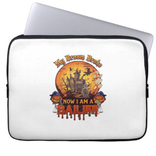 Broom Broke Bailiff Halloween Ghost Court Pumpkins Laptop Sleeve