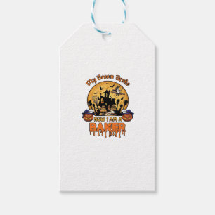 Broom Broke Baker Halloween Witch Chef Pumpkin_1 Gift Tags