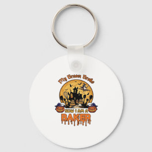 Broom Broke Baker Halloween Witch Chef Pumpkin_1 Keychain