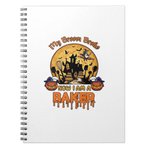 Broom Broke Baker Halloween Witch Chef Pumpkin_1 Notebook