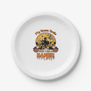 Broom Broke Baker Halloween Witch Chef Pumpkin_1 Paper Plate
