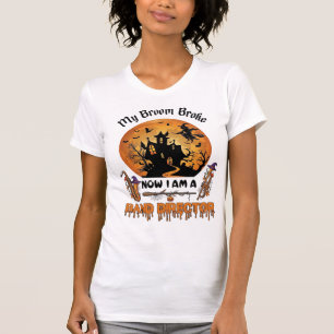 Broom Broke Band Director Halloween Haunted House  T-Shirt
