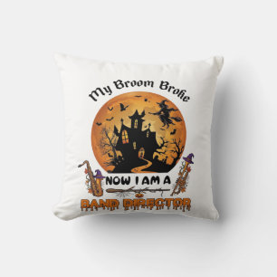 Broom Broke Band Director Halloween Haunted House  Throw Pillow
