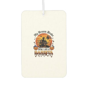 Broom Broke Barista Halloween Witch Coffee Pumpkin Air Freshener
