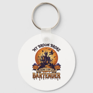 Broom Broke Bartender Halloween Haunted House Witc Keychain