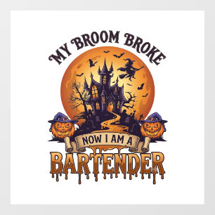 Broom Broke Bartender Halloween Haunted House Witc Window Cling