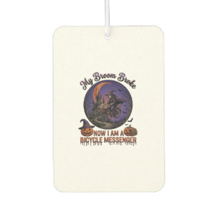 Broom Broke Bicycle Messenger Witch Halloween Moon Air Freshener