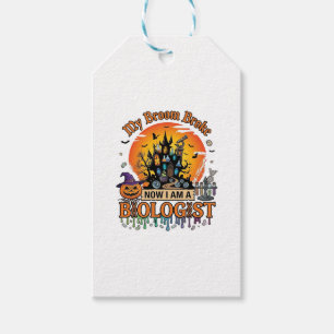 Broom Broke Biologist Halloween Haunted Castle Pum Gift Tags