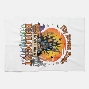 Broom Broke Biologist Halloween Haunted Castle Pum Kitchen Towel