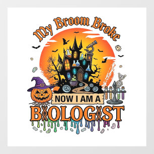 Broom Broke Biologist Halloween Haunted Castle Pum Window Cling