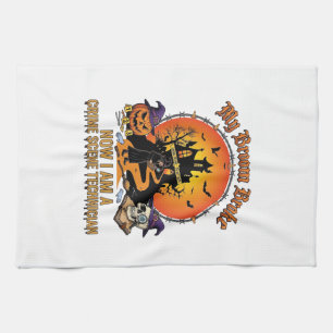 Broom Broke Crime Scene Technician Halloween Witch Kitchen Towel