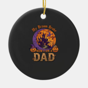 Broom Broke Dad Halloween Haunted House Moustache Ceramic Ornament