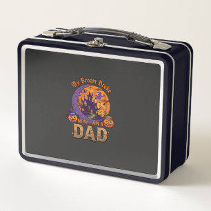 Broom Broke Dad Halloween Haunted House Moustache Metal Lunch Box
