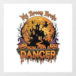 Broom Broke Dancer Halloween Haunted House Pumpkin Window Cling