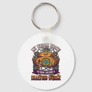 Broom Broke Dialysis Nurse Halloween Cap Stethosco Keychain
