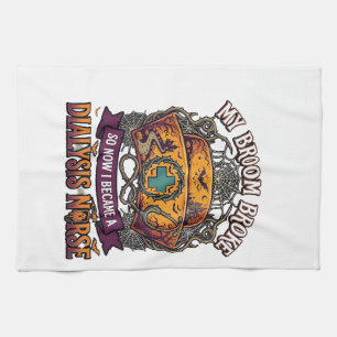 Broom Broke Dialysis Nurse Halloween Cap Stethosco Kitchen Towel