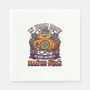 Broom Broke Dialysis Nurse Halloween Cap Stethosco Napkin