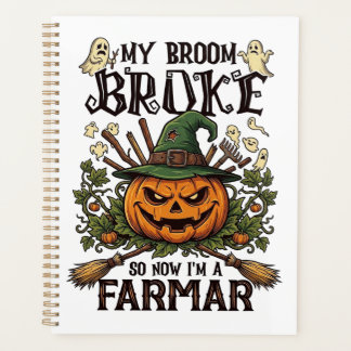 Broom Broke Farmar Halloween Pumpkin Witch Hat Gho Planner